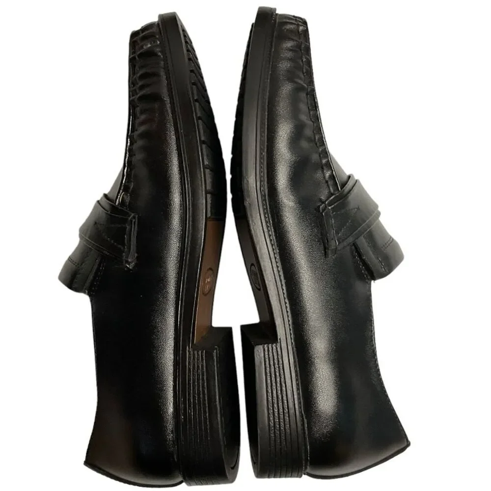 Haband Executive Division Leather Slip On‎ Loafers Shoes Sz 10EEE Black Comfort